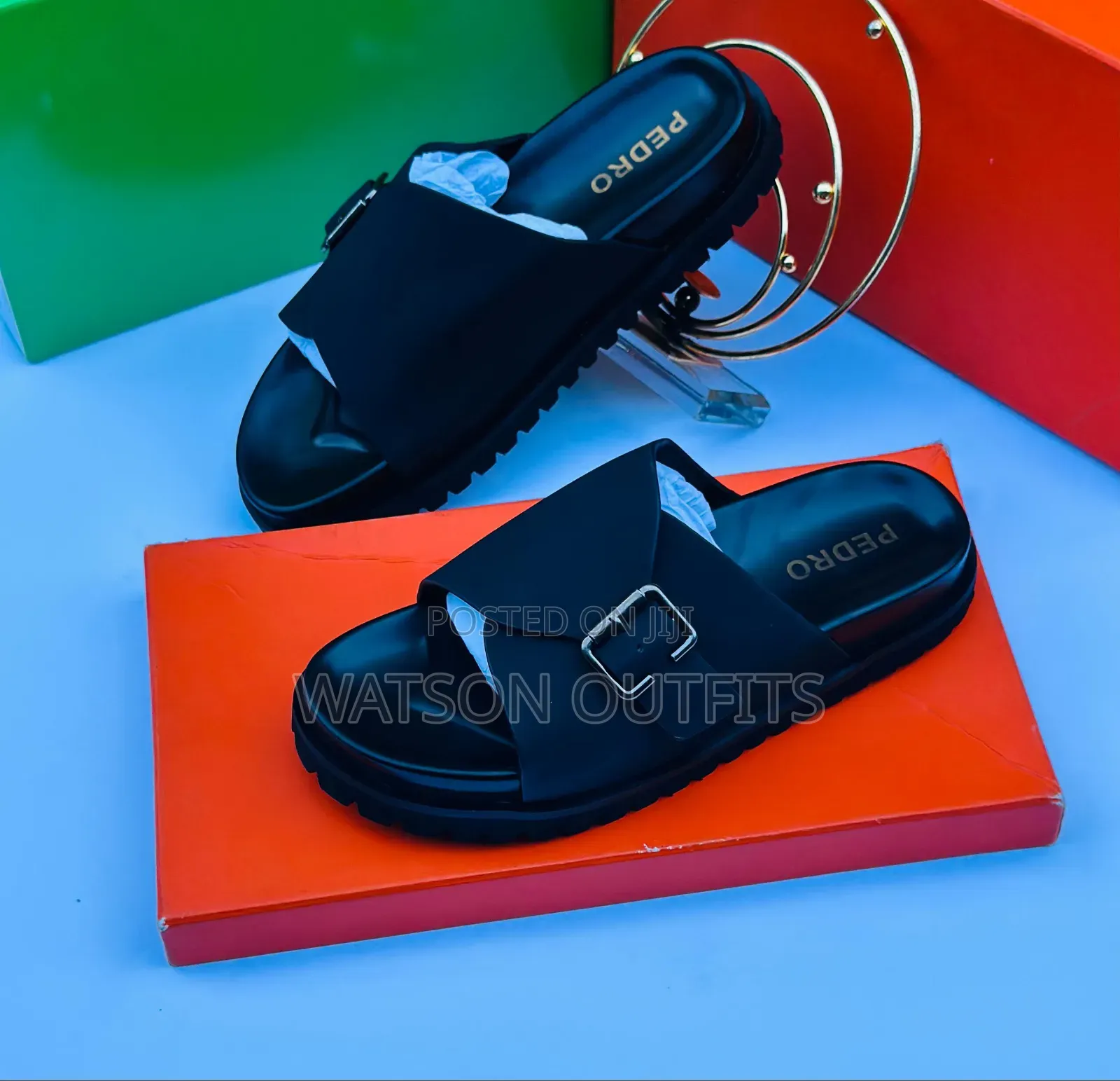 Top Quality Men's Leather Sandals Pedro Hermes Versace Brands