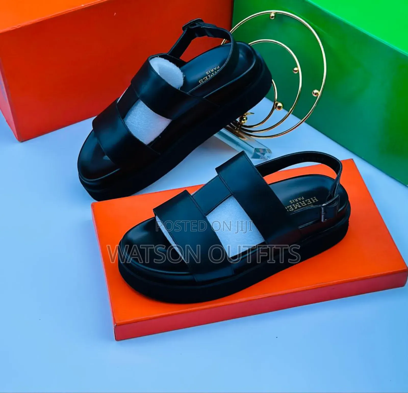 Top Quality Men's Leather Sandals Pedro Hermes Versace Brands