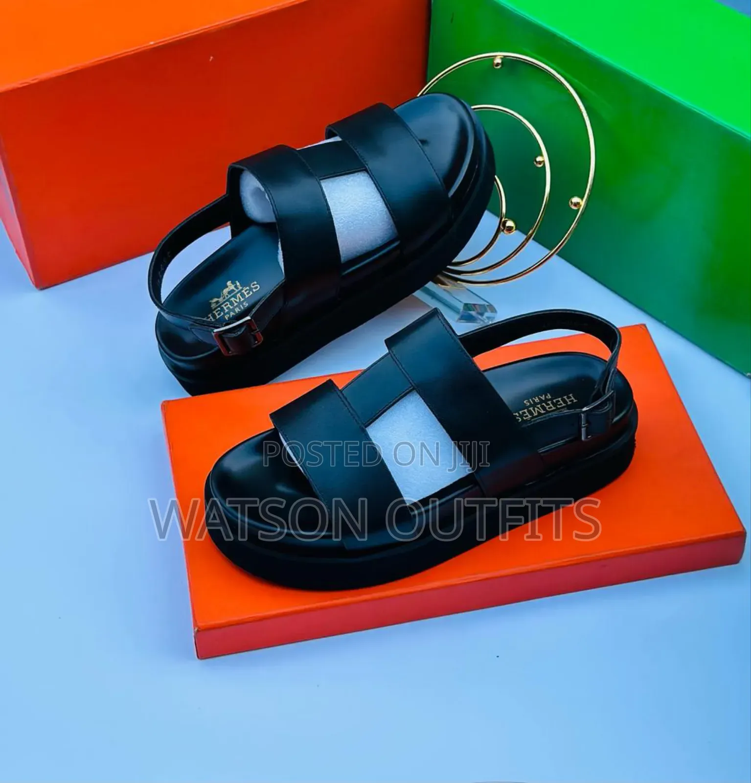 Top Quality Men's Leather Sandals Pedro Hermes Versace Brands