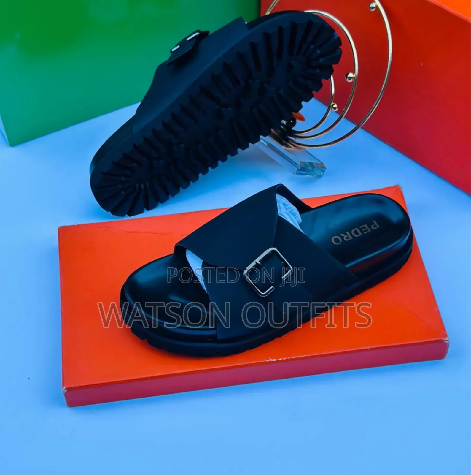 Top Quality Men's Leather Sandals Pedro Hermes Versace Brands