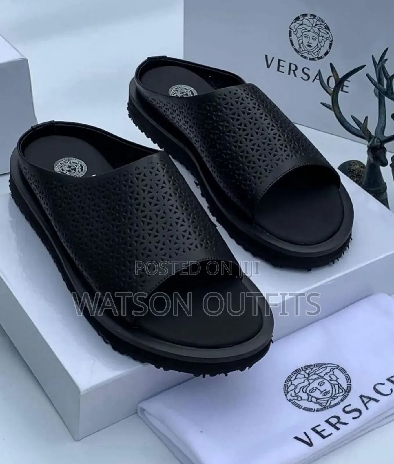 Top Quality Men's Leather Sandals Pedro Hermes Versace Brands