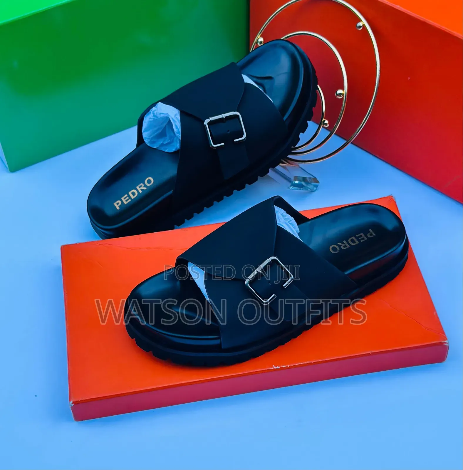 Top Quality Men's Leather Sandals Pedro Hermes Versace Brands