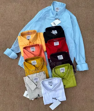 Zara Brand Linen Quality Materials Men's Original Shirts