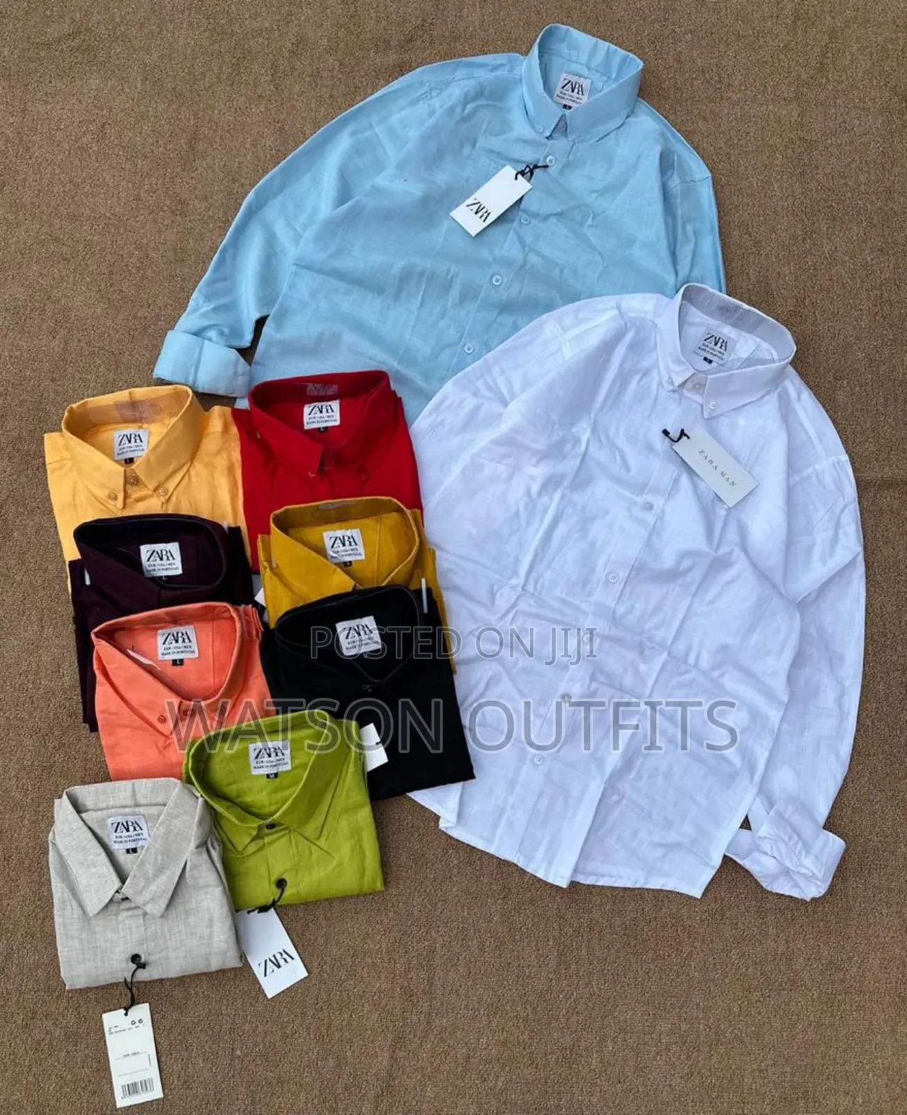 Zara Brand Linen Quality Materials Men's Original Shirts