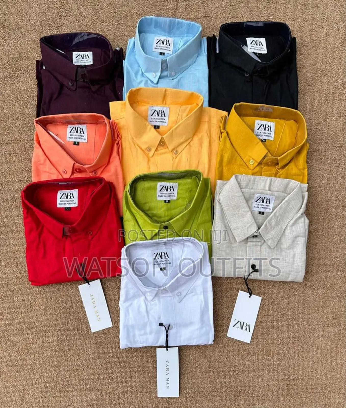 Zara Brand Linen Quality Materials Men's Original Shirts