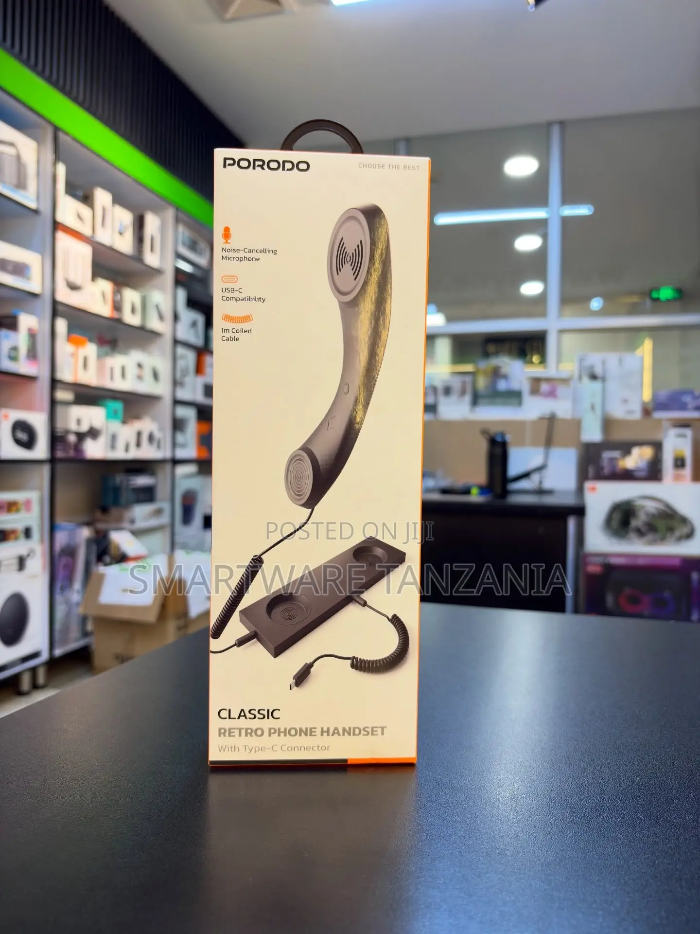 Porodo Classic Retro Phone Handset Usb-C Noise Cancelling