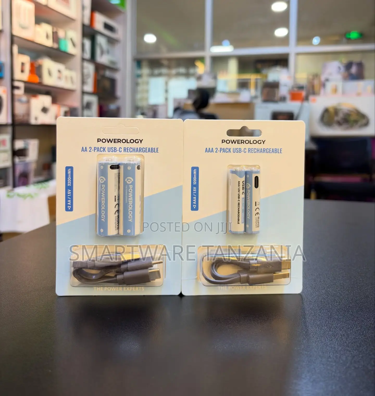 Powerology Aa and Aaa Usb-C Rechargeable Battery 2-Pack