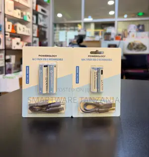 Powerology Aa and Aaa Usb-C Rechargeable Battery 2-Pack