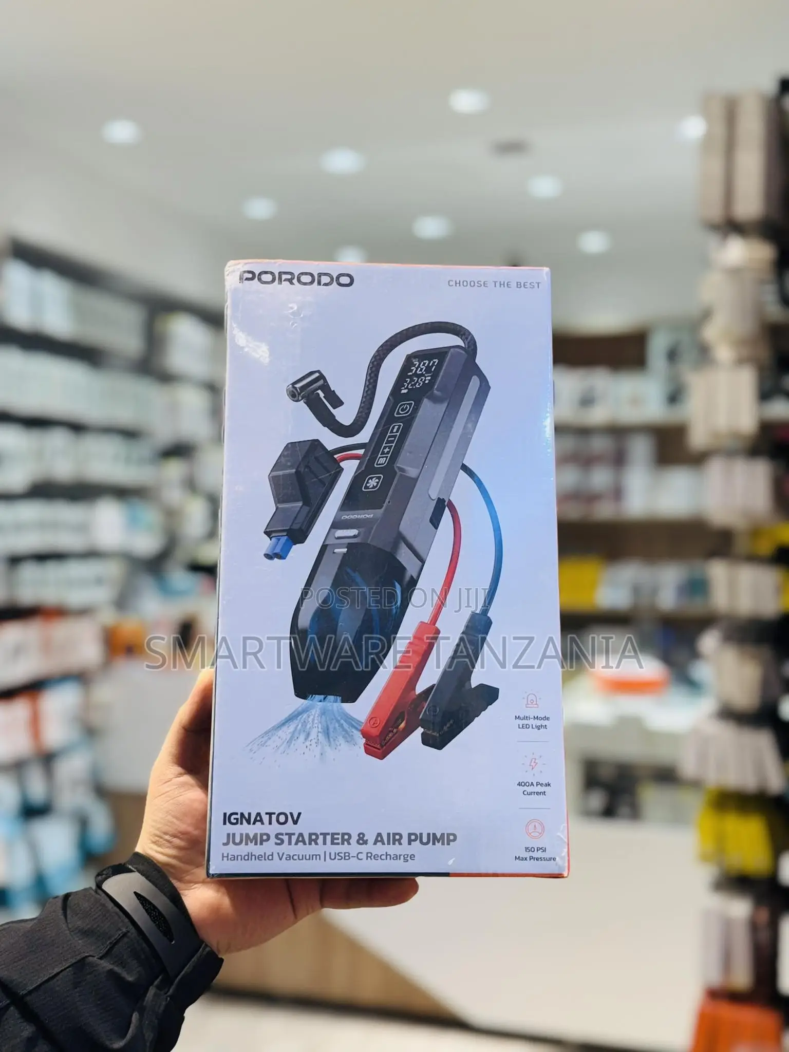 Porodo Ignatov Jump Starter Air Pump 400a 150 Psi Usb-C