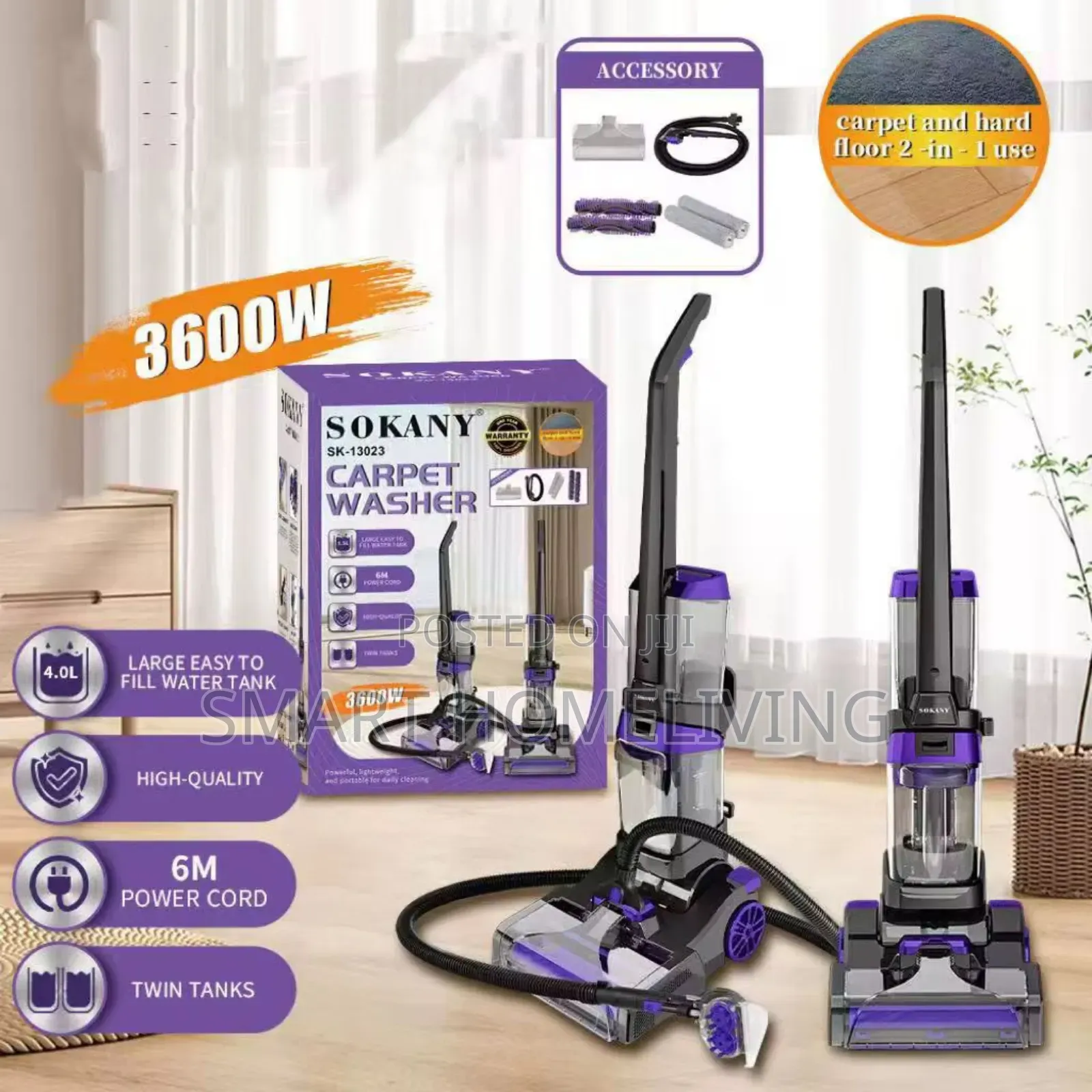 3-in-1 Sokany Carpet Washer, Vacuum Cleaner and Floor Mopper