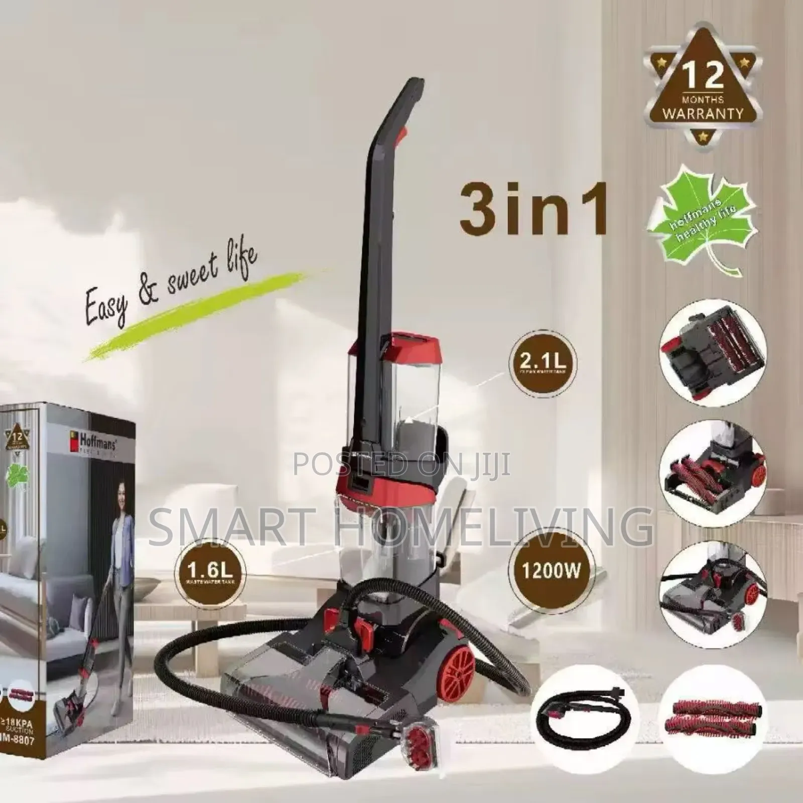 3-in-1 Hoffmans Carpet Washer, Vacuum Cleaner and Floor Mopper