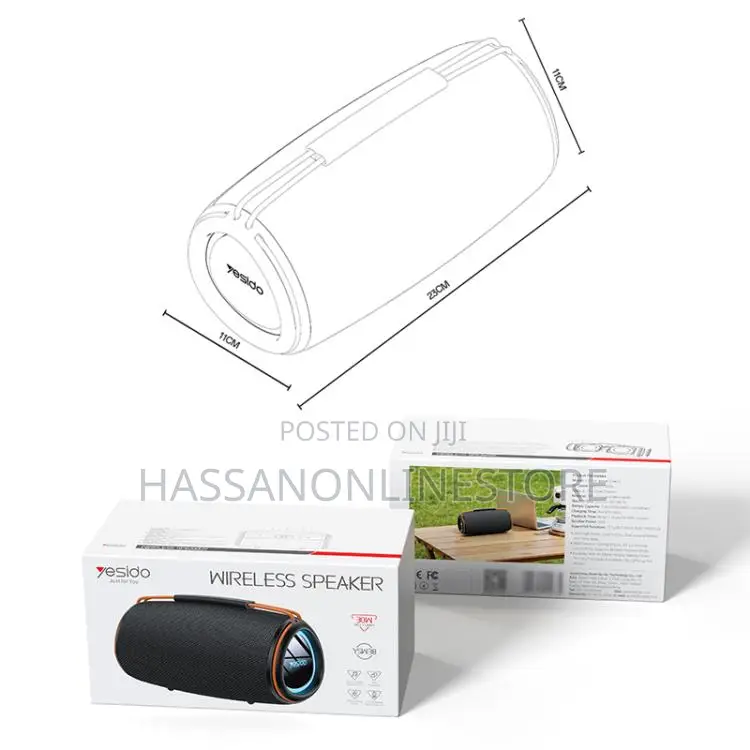 Yesido Ysw38 30w Dual-Channel Stereo Outdoor Bluetooth Speaker - Black
