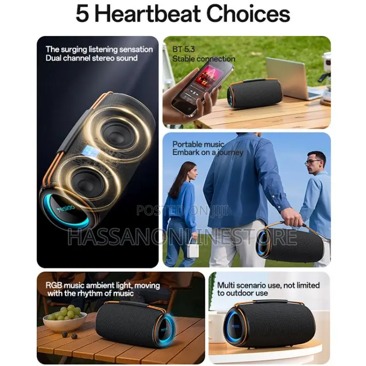 Yesido Ysw38 30w Dual-Channel Stereo Outdoor Bluetooth Speaker - Black