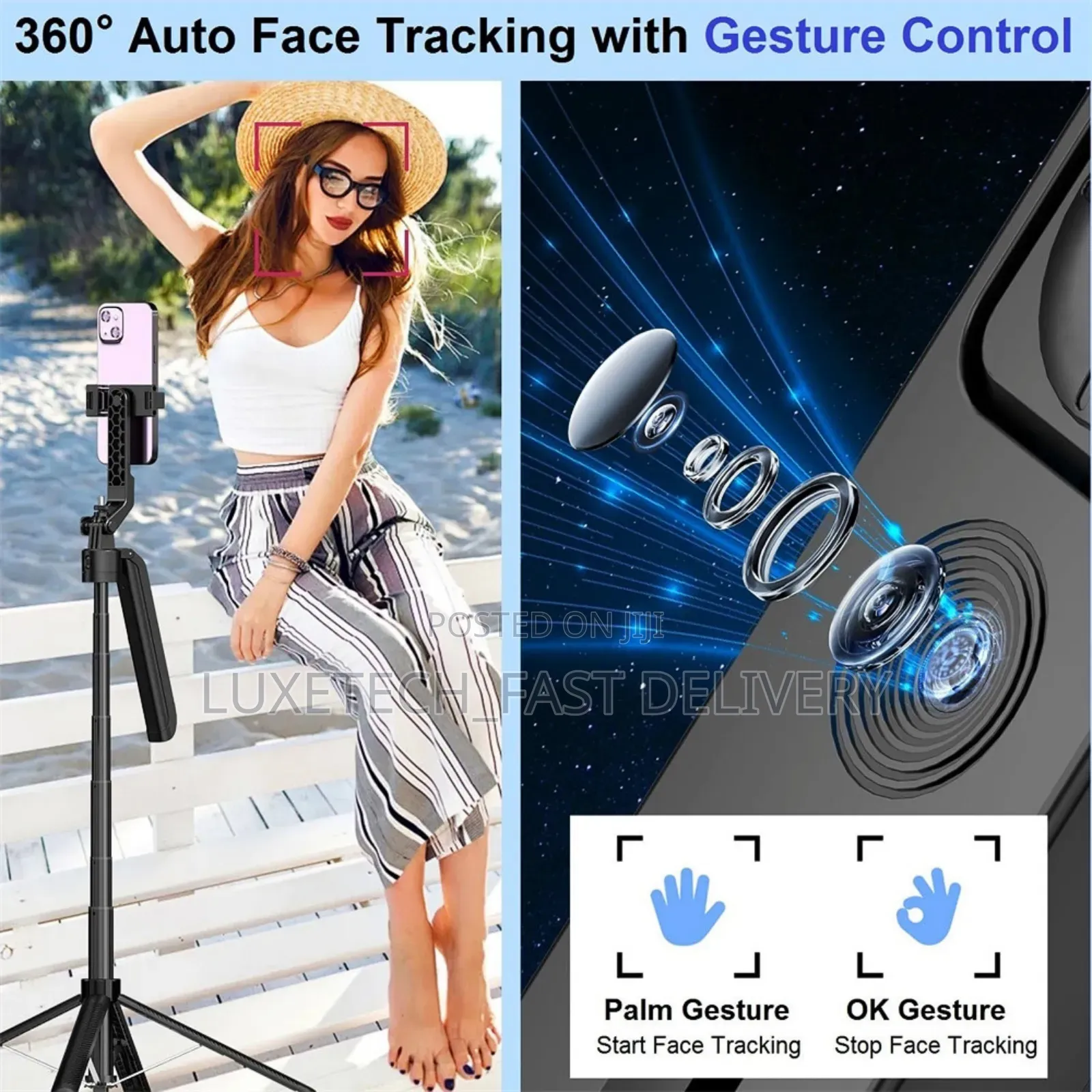 C12 Ai Tracking Tripod 2-in-1 Stabilizer/Selfie Stick For Phones