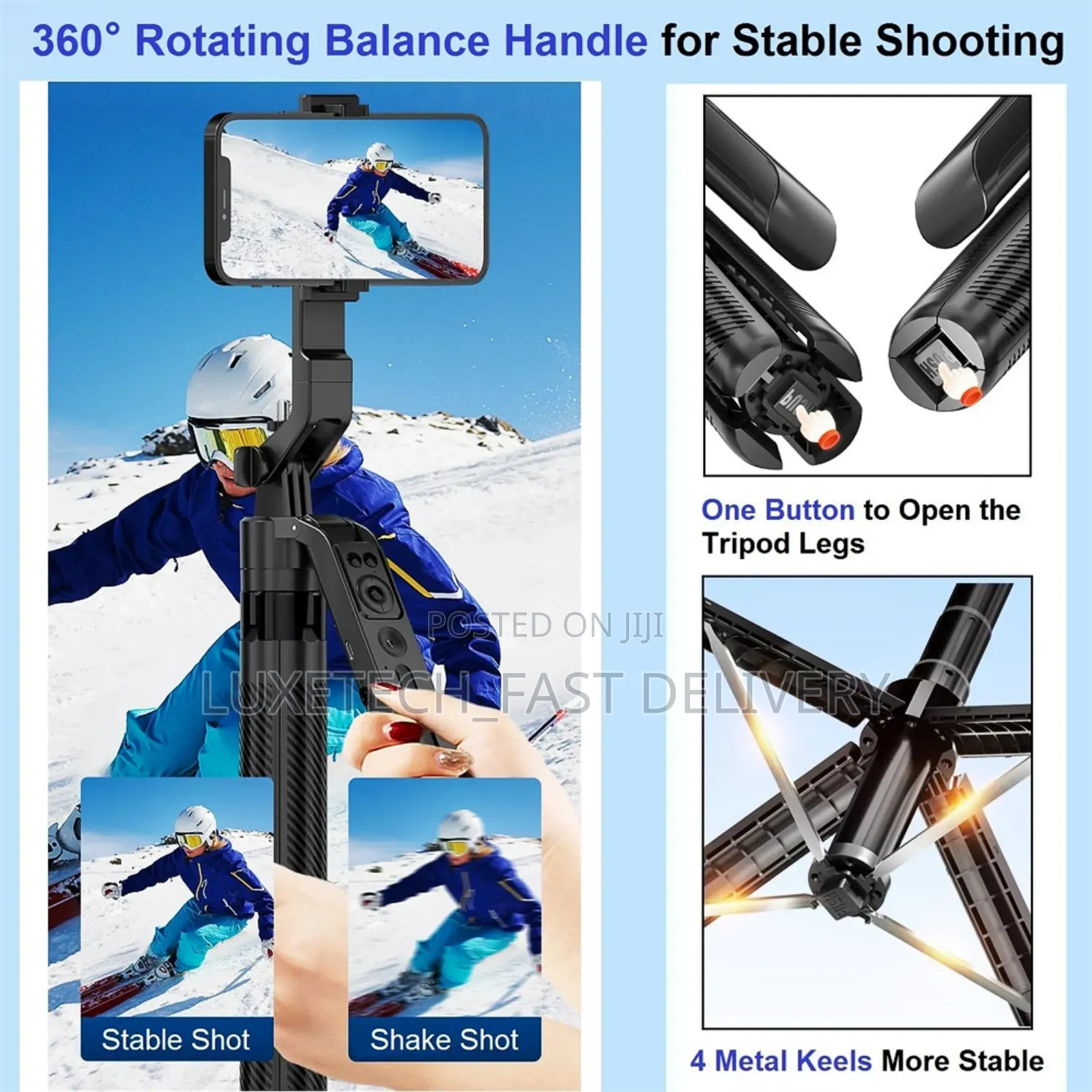 C12 Ai Tracking Tripod 2-in-1 Stabilizer/Selfie Stick For Phones
