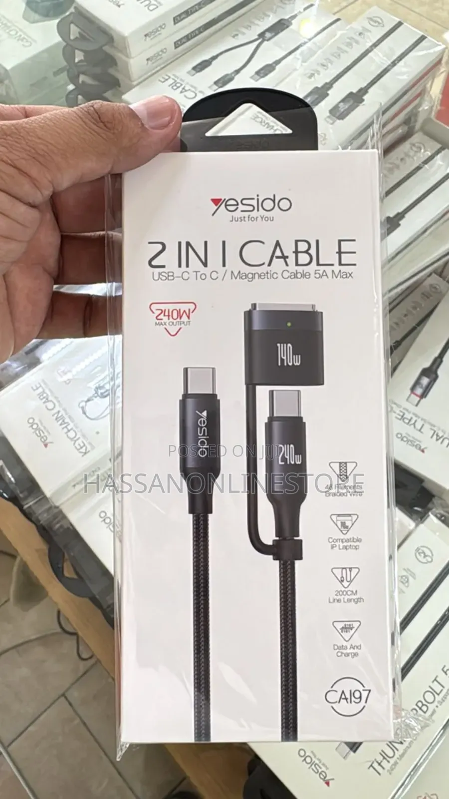 Yesido Ca197 Type-c To Type-c/T 240w Fast Charging Data Cable