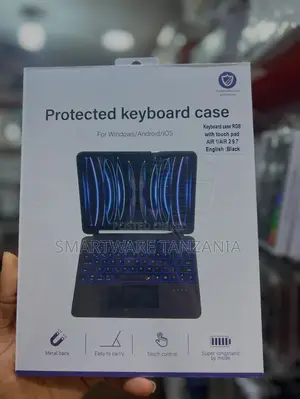 iPad Air 9.7 RGB Keyboard Case Touchpad Metal Back Black