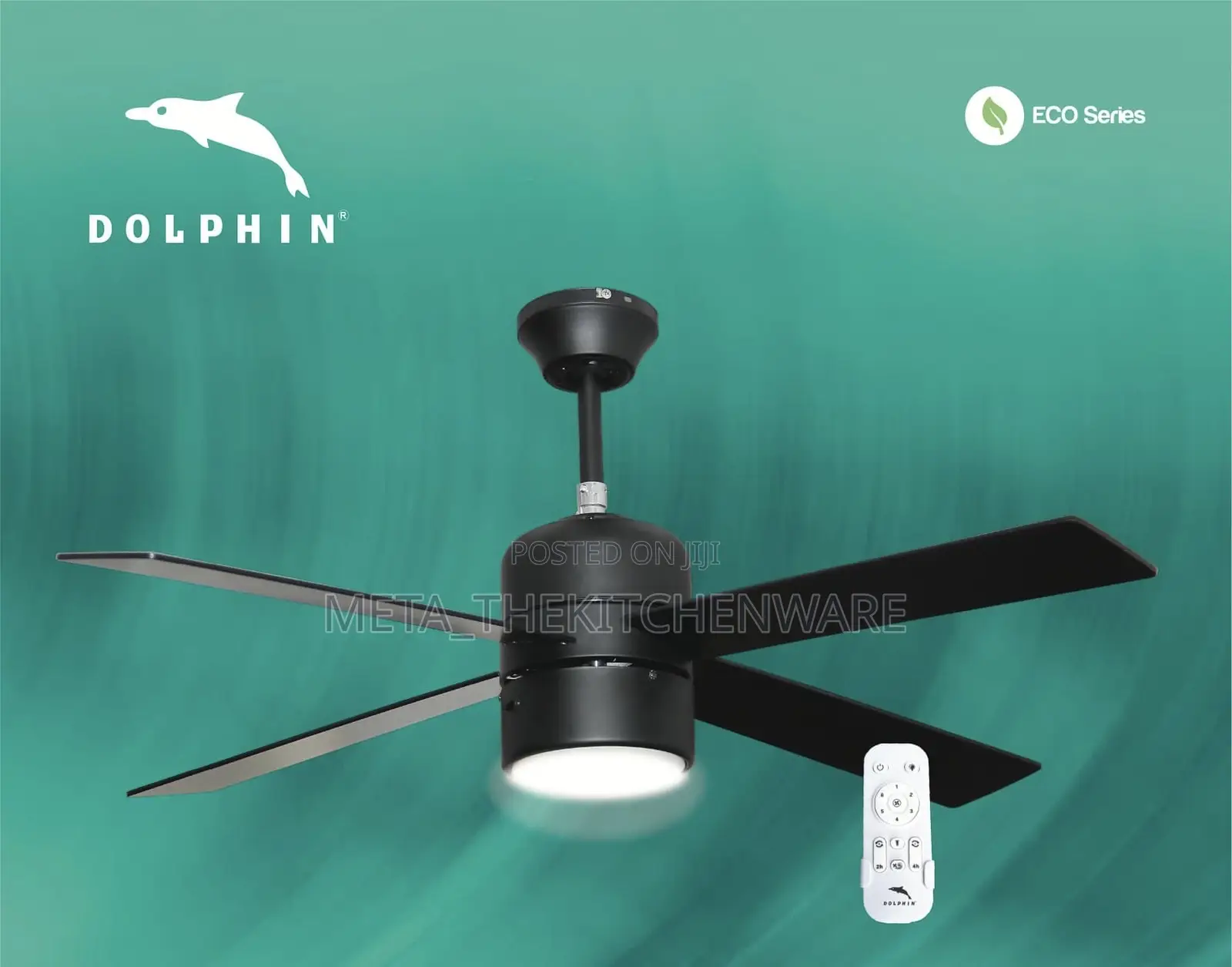Dolphin Decorative Ceiling Fan With Remote and Led Light 48" 4 Blades