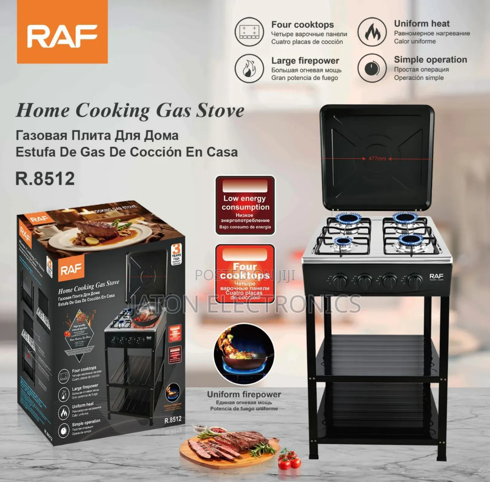 Raf Stand Free Gas Stove 4plates