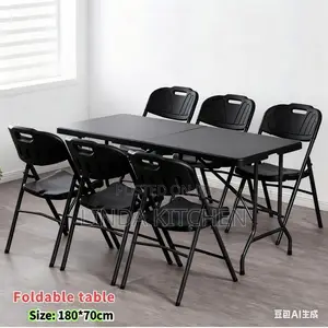 Foldable Table Set, 1 Table and 6 Chair