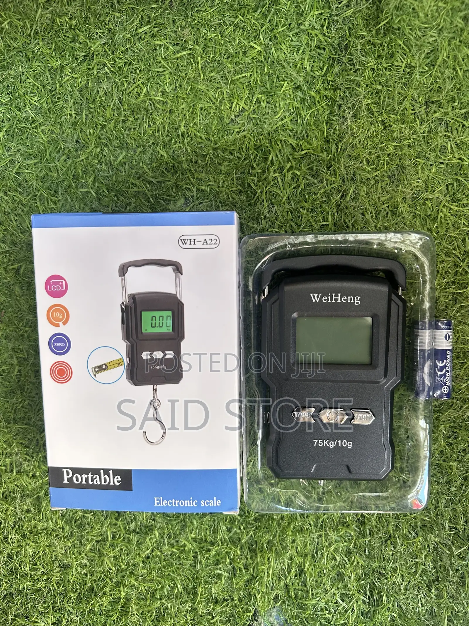 Black Electronic Weighing Digital Scale Rechargeable LCD 75kg 10g