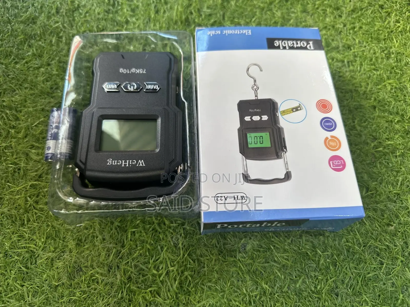Black Electronic Weighing Digital Scale Rechargeable LCD 75kg 10g