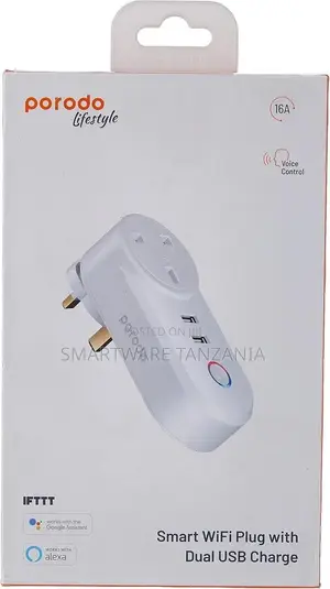 Porodo Lifestyle Smart Wi-fi Plug Dual Usb 16a Alexa Google