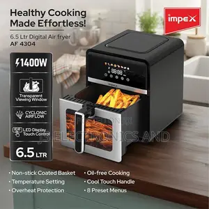 Impex Air Fryer Liter 6.5 Digital Control Touch Warranty One Year