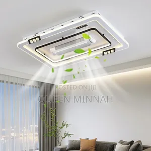 Morden Led Ceiling Fan Lamp Remote Control Warm White Flush