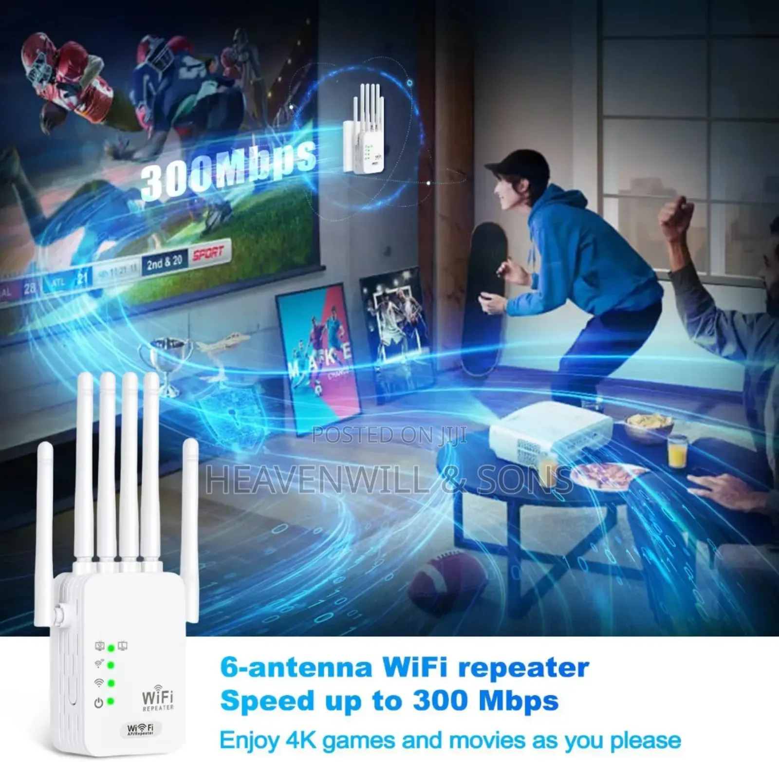 Long Range 1200mbps Wifi Extender Repeater Dual Band 6 Gain Antenna!