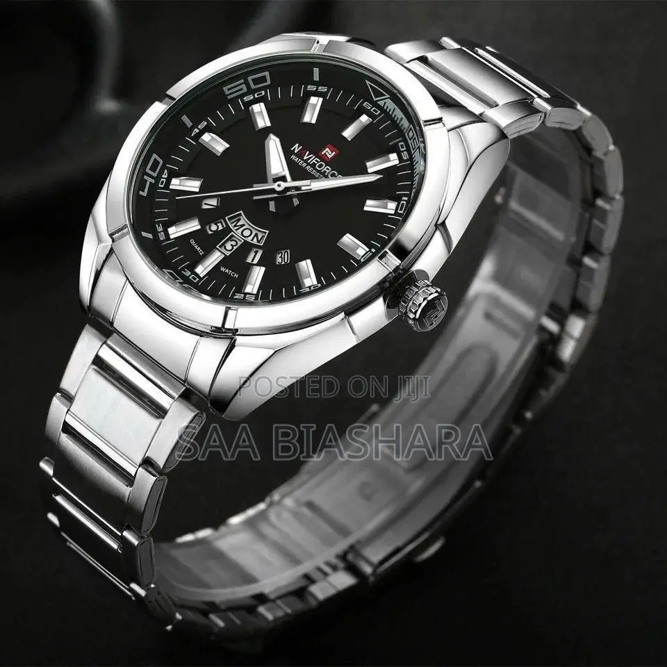 Naviforce Mens Quartz Wristwatch Nf8029 Silver and Black