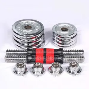 Cast Iron Steel 50kg Adjustable Silver Chrome Dumbell Set With Box