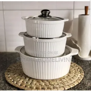 3-Piece Ribbed Ceramic Serving Bowl Set