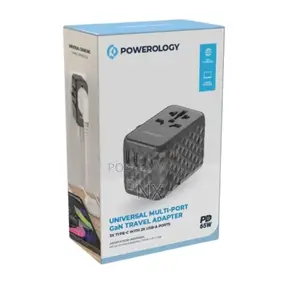 Powerology 65watts Pd Universal Multiport Gan Travel Adapter
