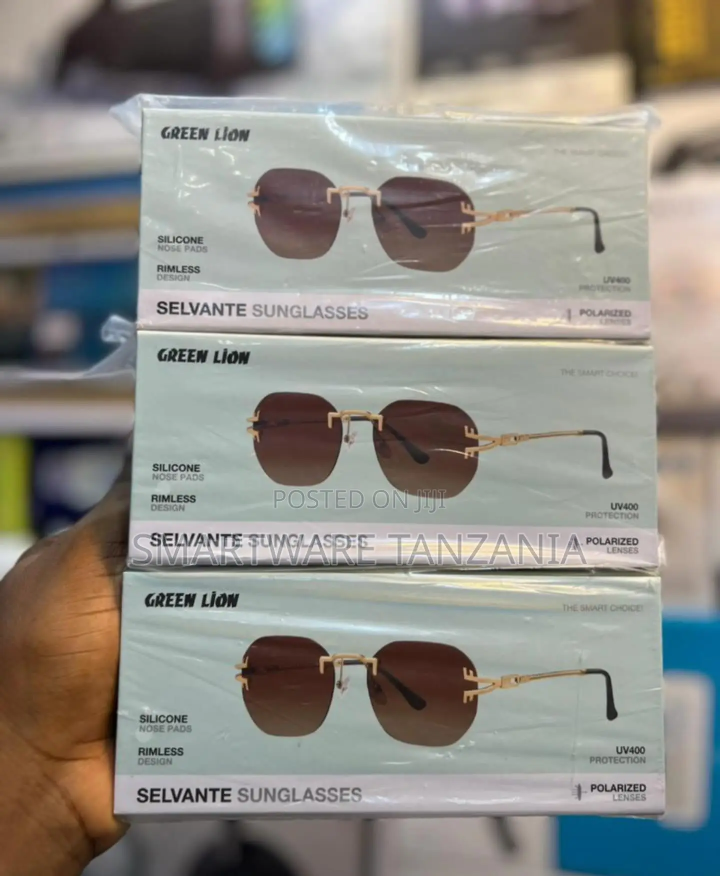 Green Lion Selvante Polarized Rimless Sunglasses Uv400 Brown