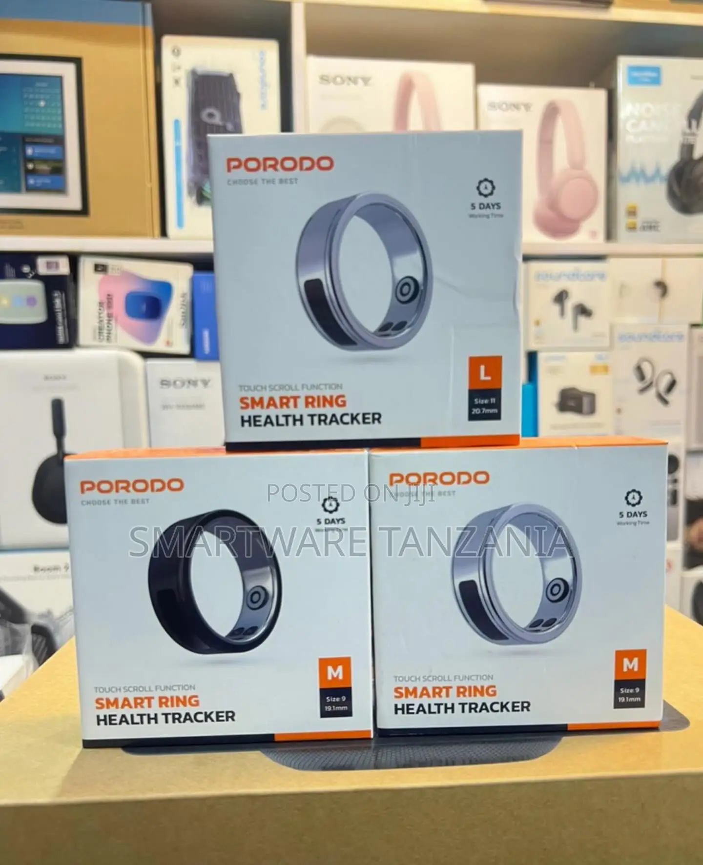 Porodo Smart Ring Health Tracker Touch Scroll 5 Days Battery