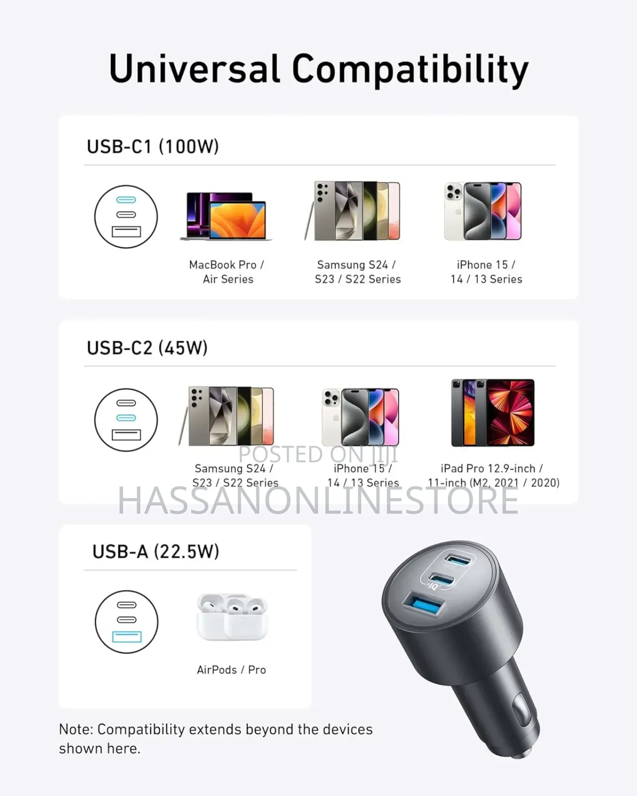 Anker Car Charger (167.5w, 3 Ports)