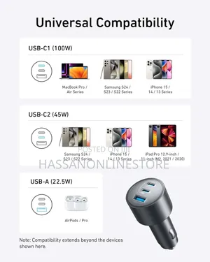 Anker Car Charger (167.5w, 3 Ports)