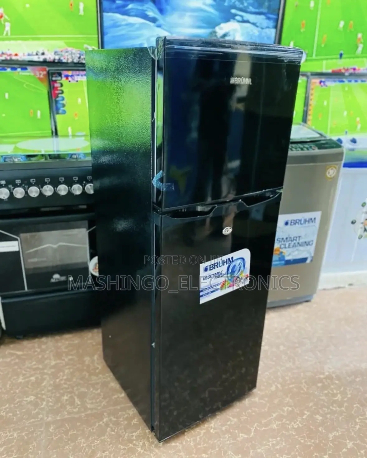 138 Liter Bruhm Fridge || Black Glass
