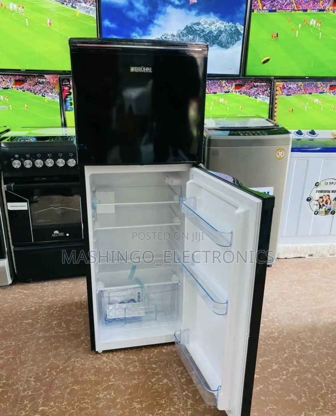 138 Liter Bruhm Fridge || Black Glass