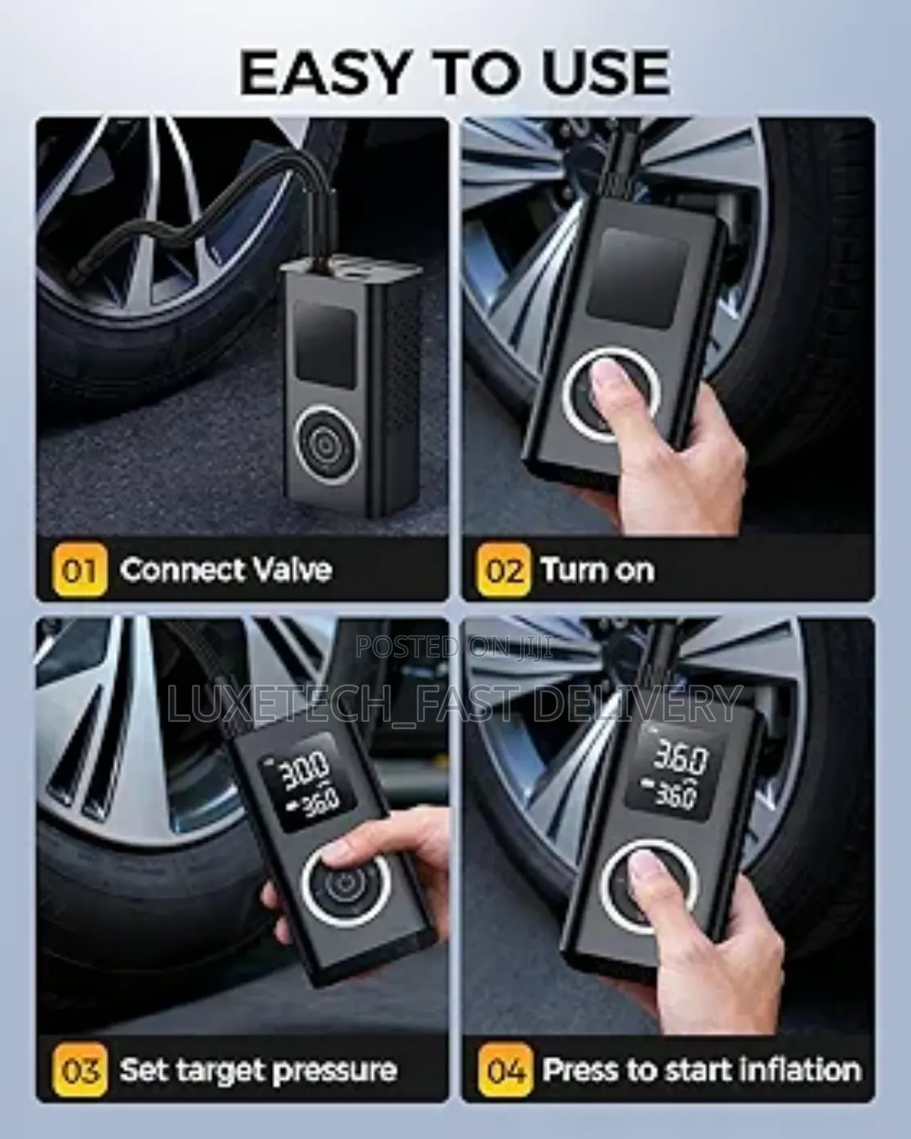 Wireless Portable Air Pump (Tire Inflator) for sale - LUXETECH_FAST ...