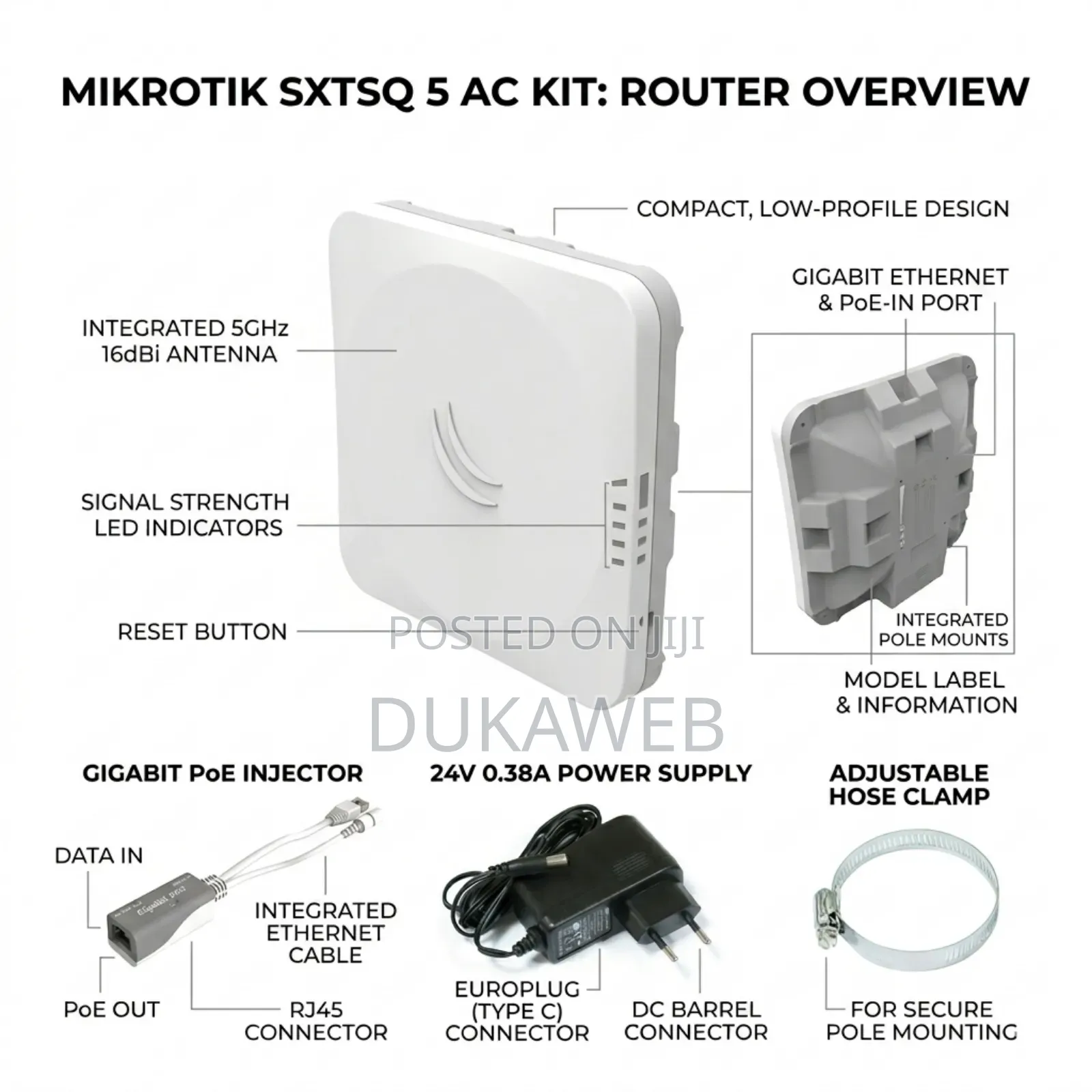 Mikrotik SXTSQ 5 Ac – 5ghz Outdoor Cpe – 16dbi Antenna