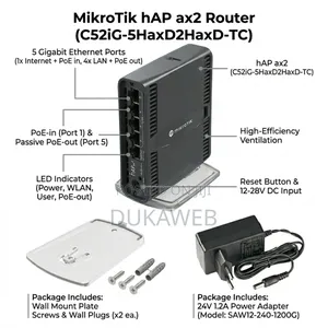 Mikrotik Hap Ax2 (C52ig-5haxd2haxd-Tc) – Wi‐Fi 6 Router