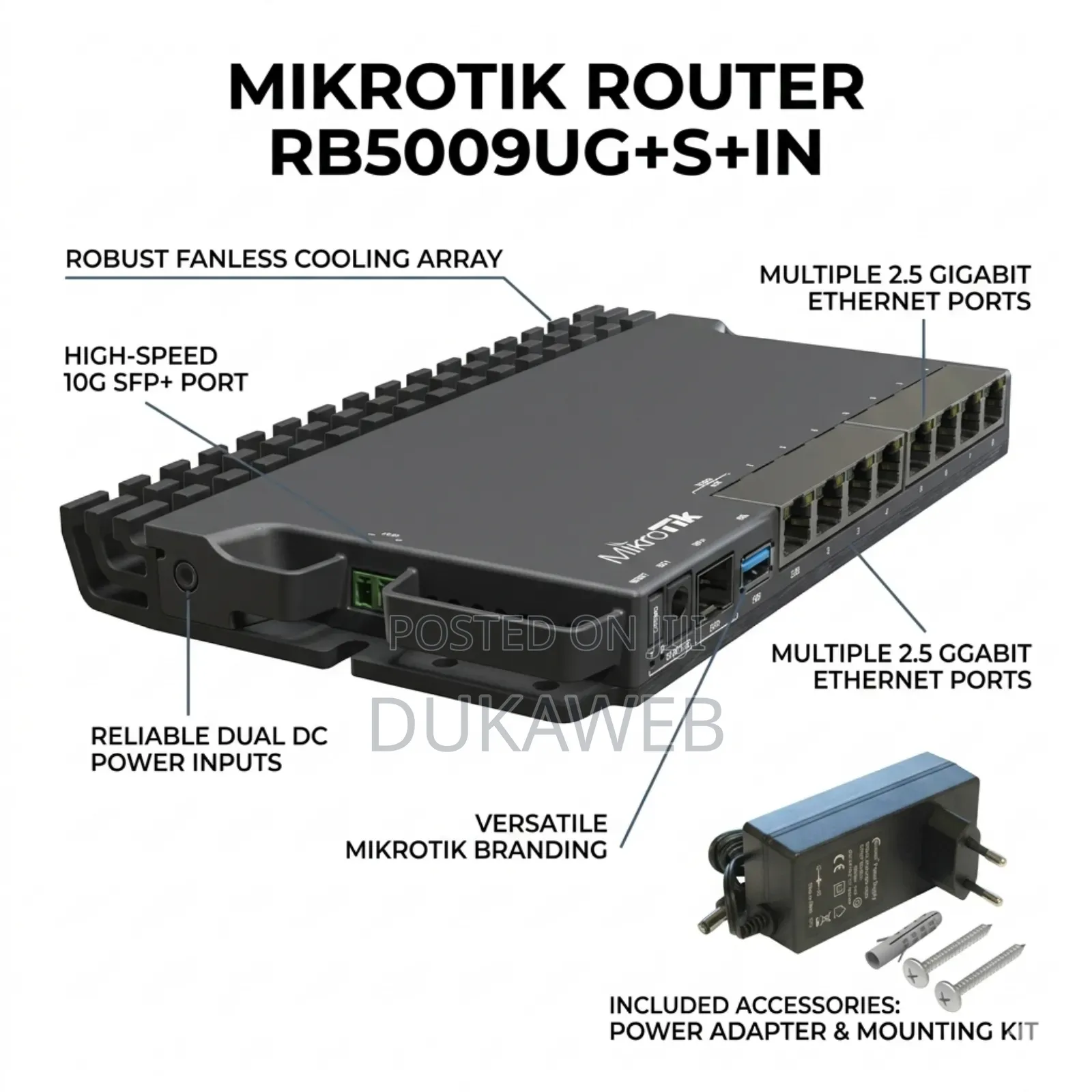 Mikrotik Rb5009ug+S+In – 2.5gbe Router – 10g Sfp+ – Fanless – Dual Dc