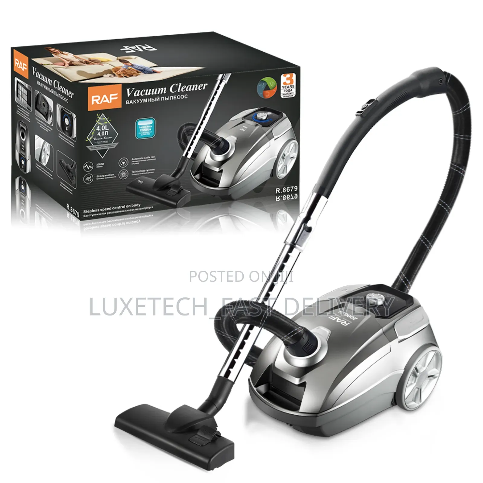 Raf R.8679 Powerful Canister Vacuum Cleaner 4-Liters for Dry Cleaning