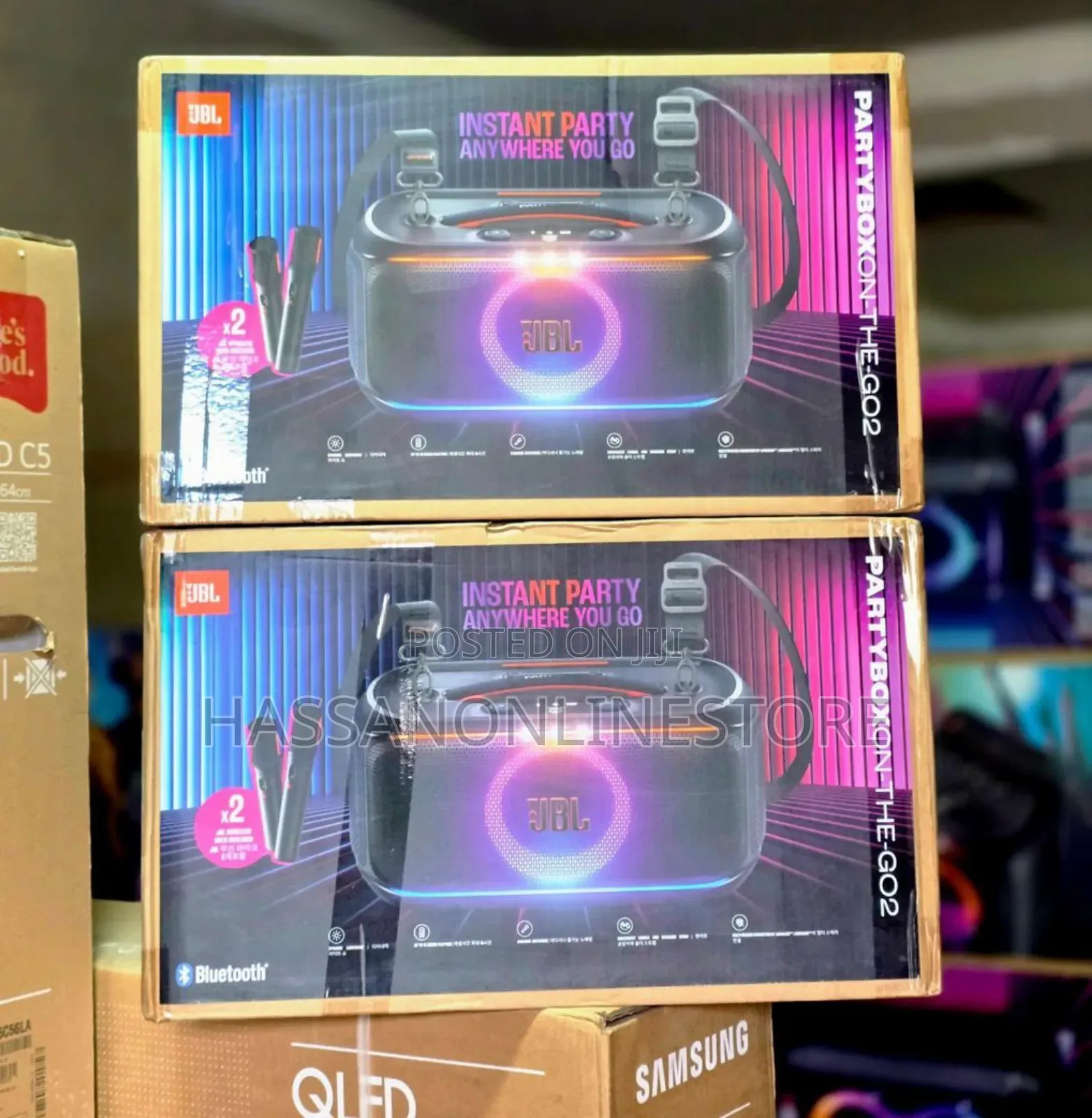 JBL Partybox on-the-Go 2 Party Speaker With Wireless 2 Microphones