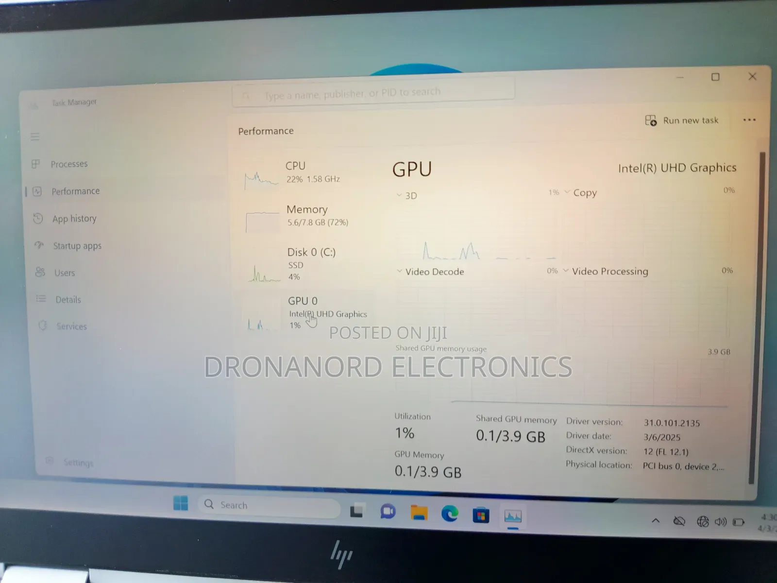 Laptop HP 8GB Intel Core i5 SSD 256GB