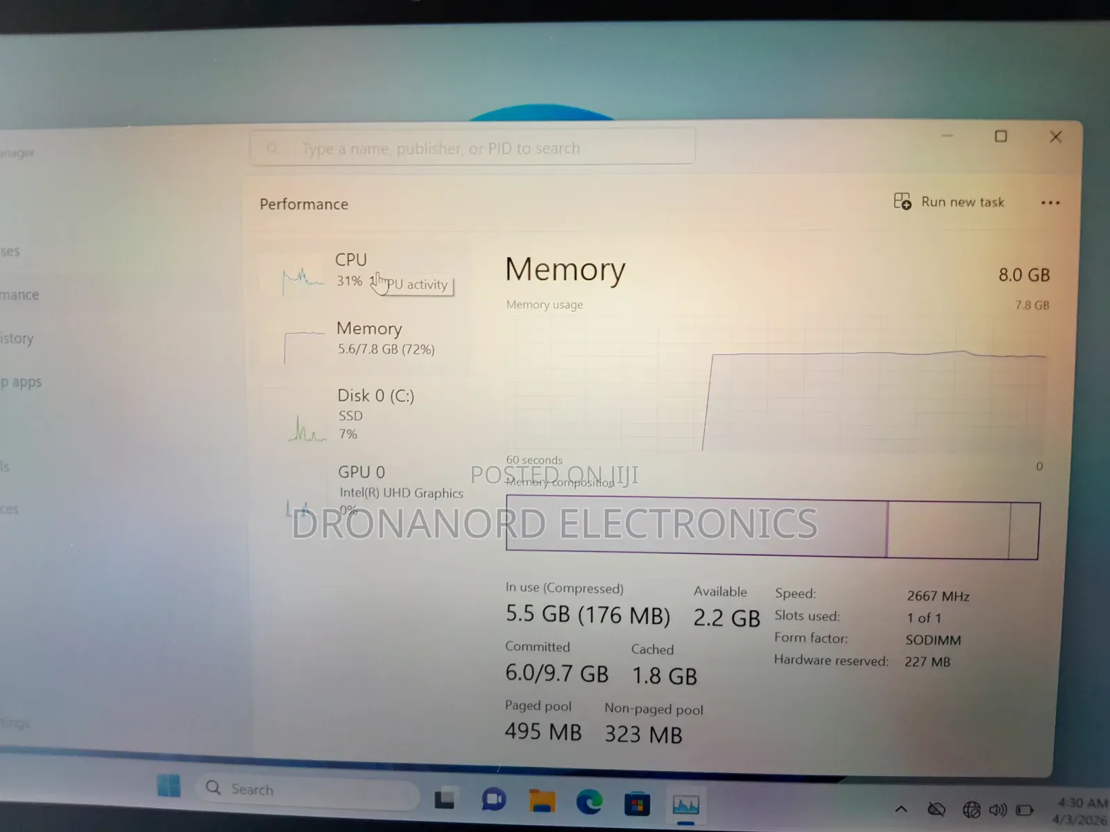 Laptop HP 8GB Intel Core i5 SSD 256GB