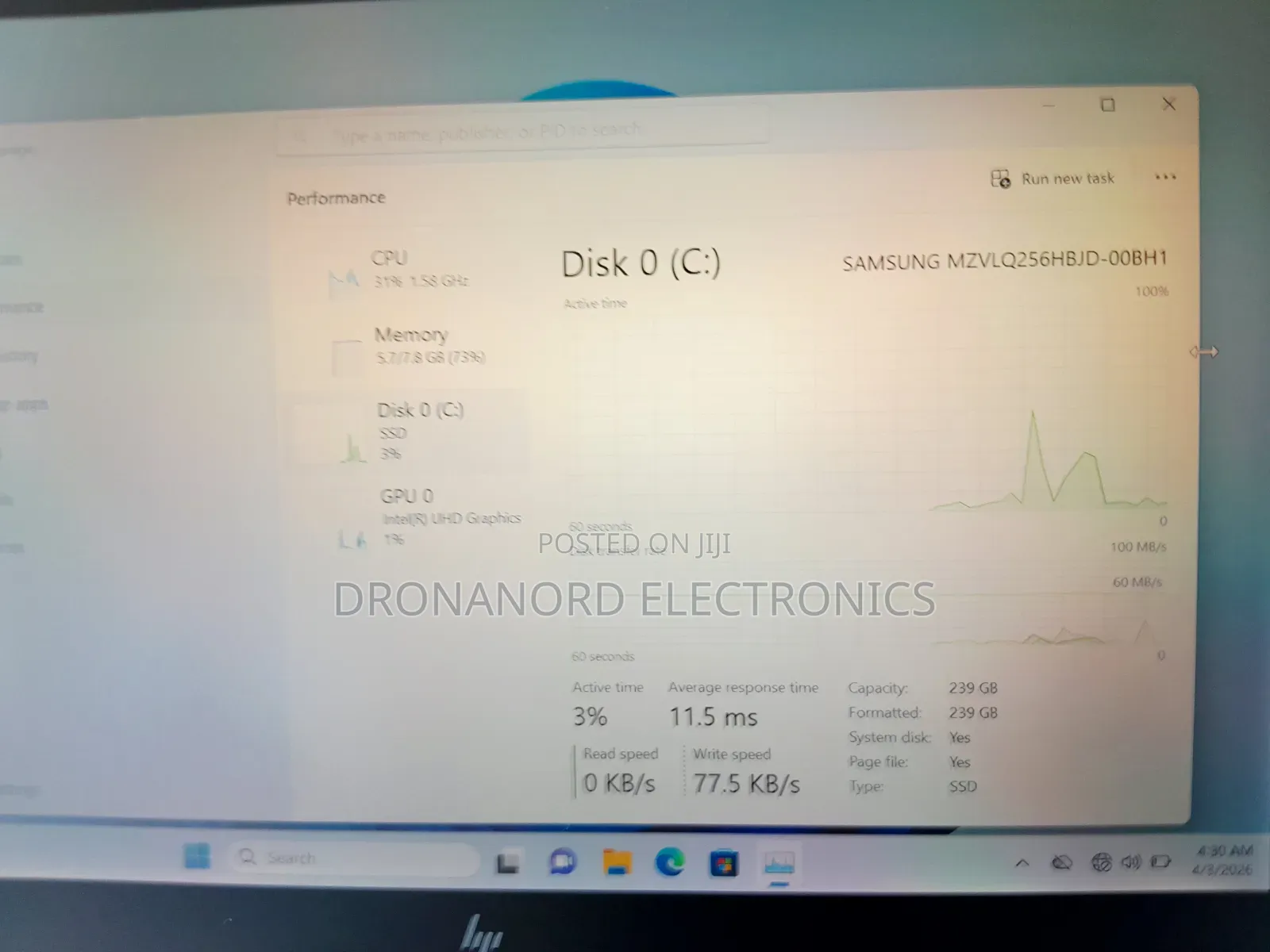 Laptop HP 8GB Intel Core i5 SSD 256GB