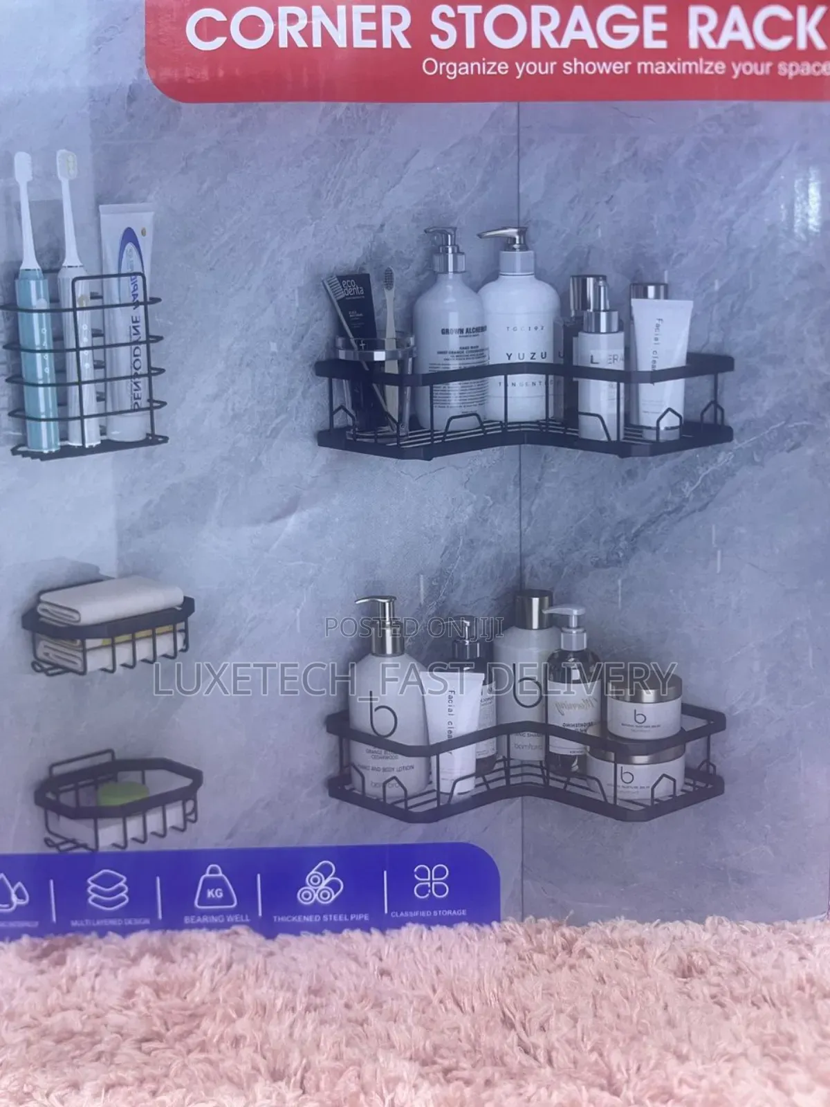 5-Pieces Adhesive Bathroom Storage Rack Set